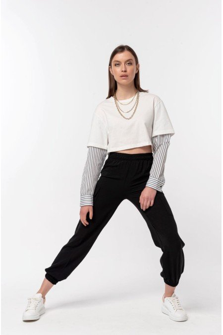 Beyaz Bluz Siyah Çizgili Beyaz Bluz Siyah Çizgili