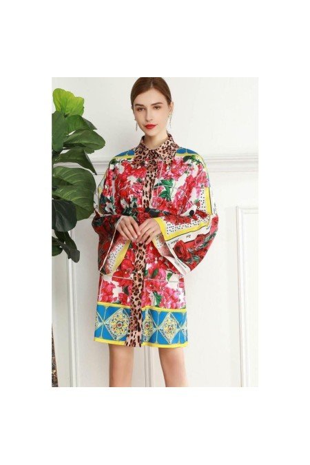 Desenli Elbise Atlas Kumaş Desenli Elbise Atlas Kumaş