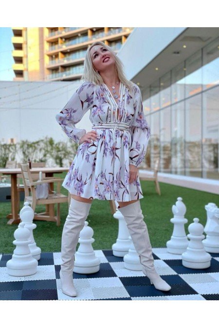 Desenli Elbise Krep Kumaş