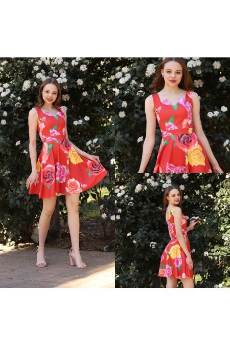 Çiçek Desenli Elbise Dalgıç Kumaş