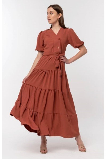 Kiremit Elbise Ayrobin Kumaş