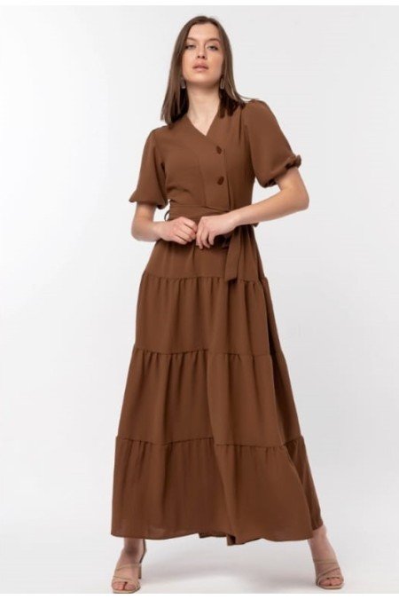 Kahverengi Elbise Ayrobin Kumaş