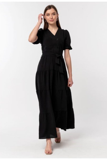 Siyah Elbise Ayrobin Kumaş