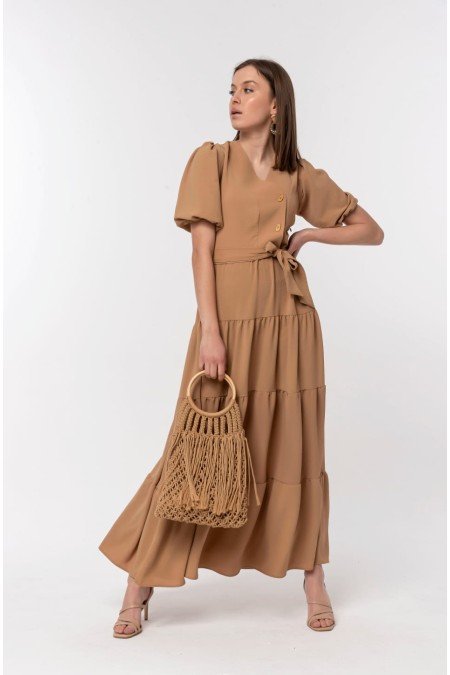 Camel Elbise Ayrobin Kumaş Camel Elbise Ayrobin Kumaş