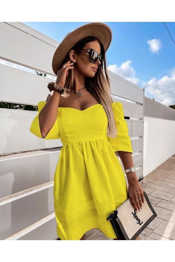 Sarı Elbise Poplin Kumaş Sarı Elbise Poplin Kumaş