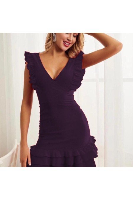 Mürdüm Elbise Krep Kumaş Mürdüm Elbise Krep Kumaş