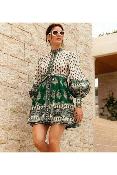 Desenli Elbise Atlas Kumaş Desenli Elbise Atlas Kumaş