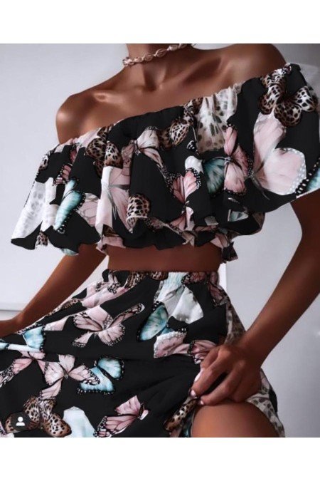 Desenli Takım Crep Kumaş