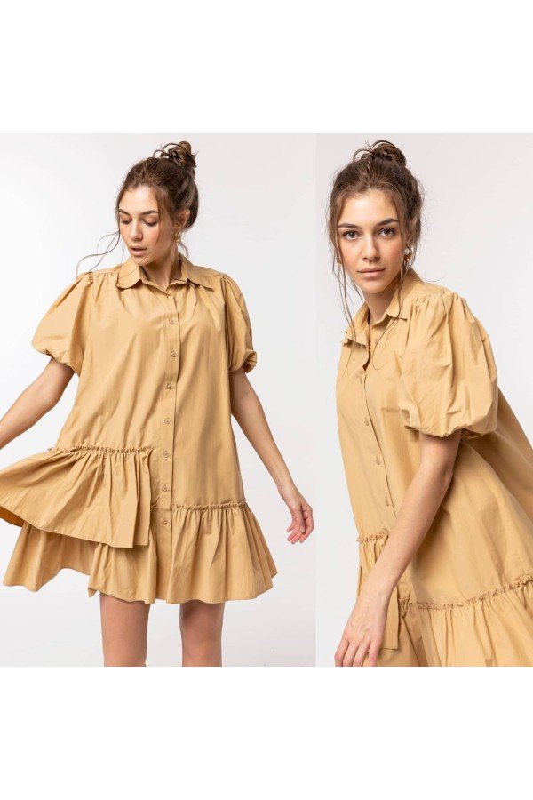 Hardal Elbise Poplin Kumaş Hardal Elbise Poplin Kumaş