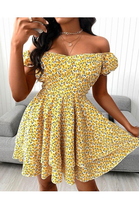 Sarı Elbise Krep Kumaş