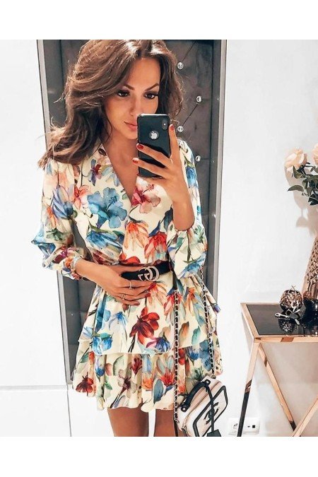 Desenli Elbise Krep Kumaş