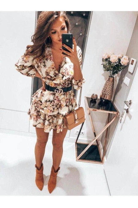 Desenli Elbise Krep Kumaş