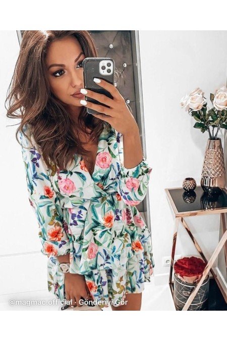 Desenli Elbise Krep Kumaş