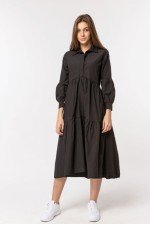 Siyah Elbise Poplin Kumaş Siyah Elbise Poplin Kumaş