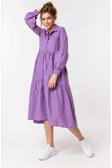 Lila Elbise Poplin Kumaş