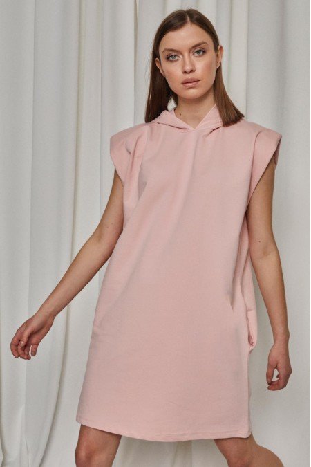 Pudra Elbise Kapşonlu