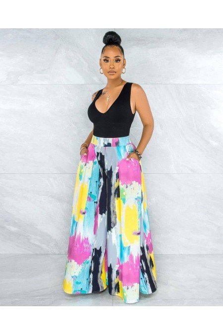 Desenli Pantolon Krep Kumaş Desenli Pantolon Krep Kumaş