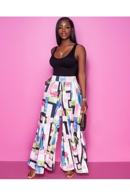 Desenli Pantolon Krep Kumaş Desenli Pantolon Krep Kumaş