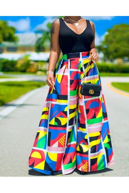 Desenli Pantolon Krep Kumaş Desenli Pantolon Krep Kumaş