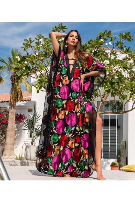 Desenli Elbise Şifon Kumaş Desenli Elbise Şifon Kumaş