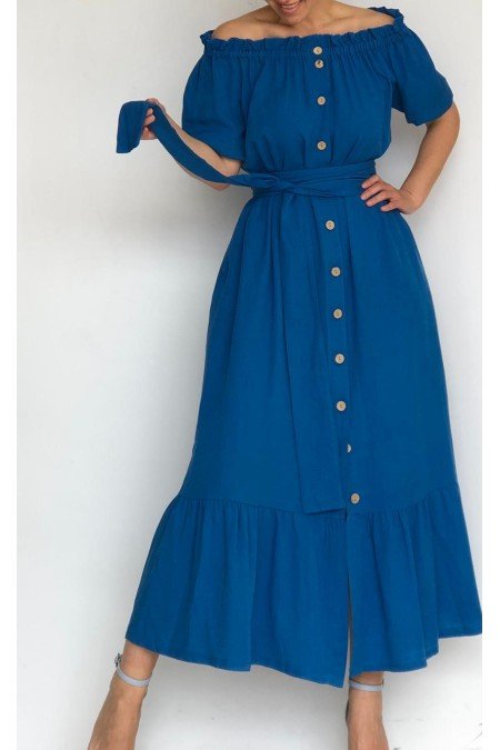 Mavi Elbise Tensel Kumaş Mavi Elbise Tensel Kumaş