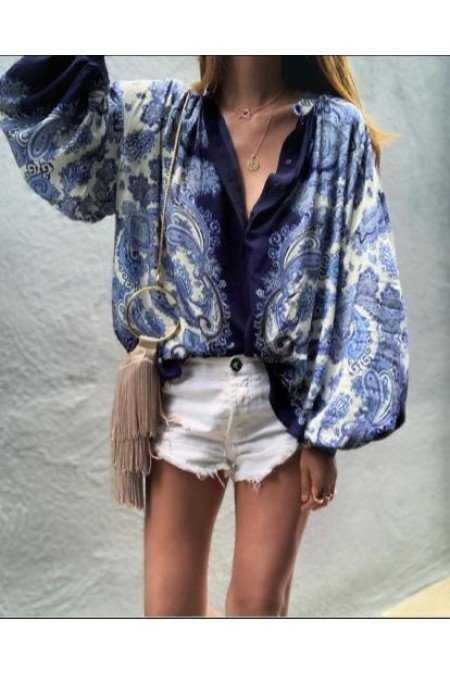 Desenli Gömlek Saten Kumaş Desenli Gömlek Saten Kumaş