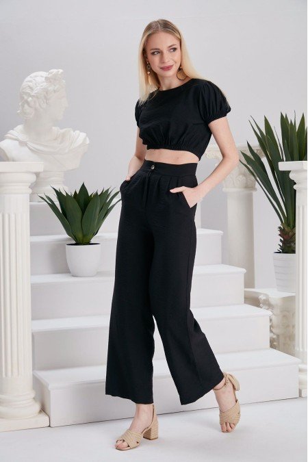 Siyah Takım Keten Kumaş