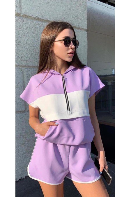 Lila Takım Atlas Kumaş