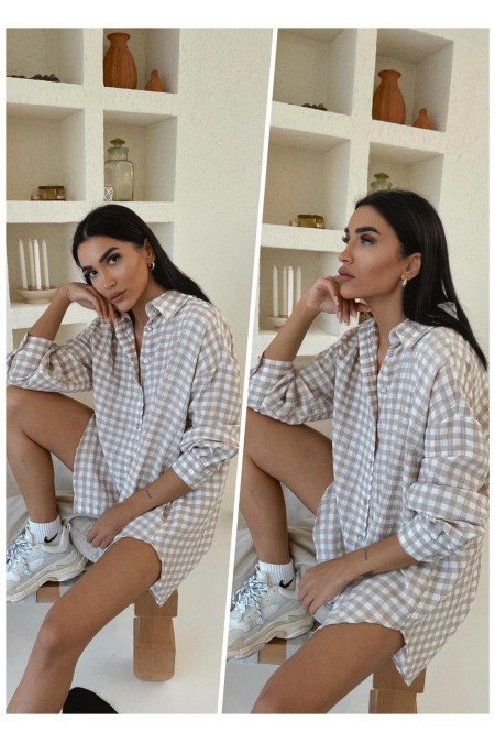 Kareli Gömlek Elbise Kareli Gömlek Elbise