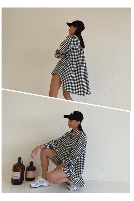 Kareli Gömlek Elbise Kareli Gömlek Elbise