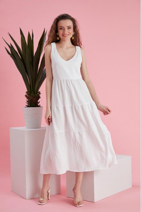 Beyaz Elbise Keten Kumaş Beyaz Elbise Keten Kumaş