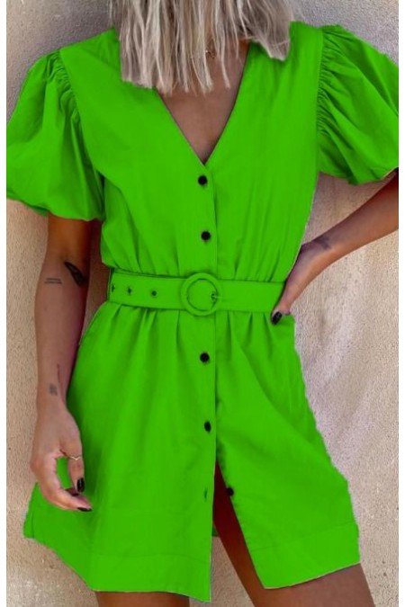 Yeşil Elbise Poplin Kumaş