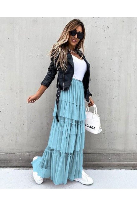 Buz Mavisi Etek Krep Kumaş Buz Mavisi Etek Krep Kumaş