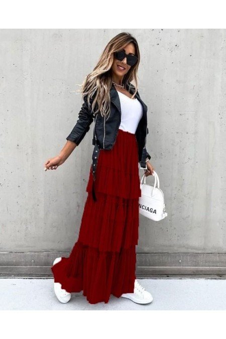 Bordo Etek Krep Kumaş Bordo Etek Krep Kumaş