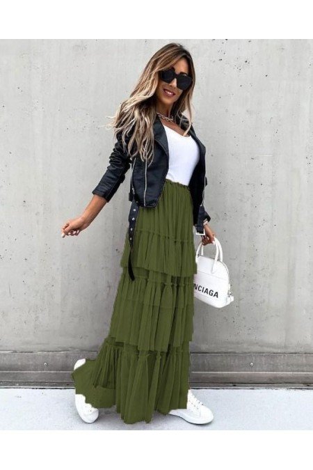 Haki Etek Krep Kumaş Haki Etek Krep Kumaş