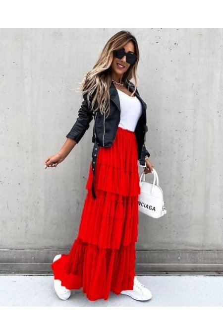 Kırmızı Etek Krep Kumaş Kırmızı Etek Krep Kumaş