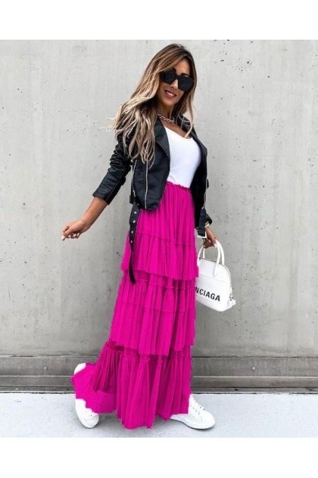 Fuşya Etek Krep Kumaş Fuşya Etek Krep Kumaş