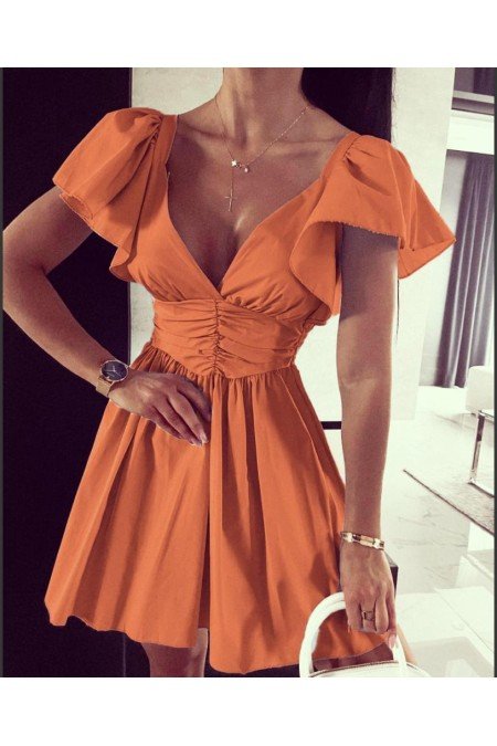 Orange Elbise Poplin Kumaş