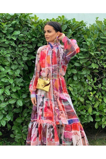 Desenli Elbise Jennyfer Krep Kumaş Desenli Elbise Jennyfer Krep Kumaş