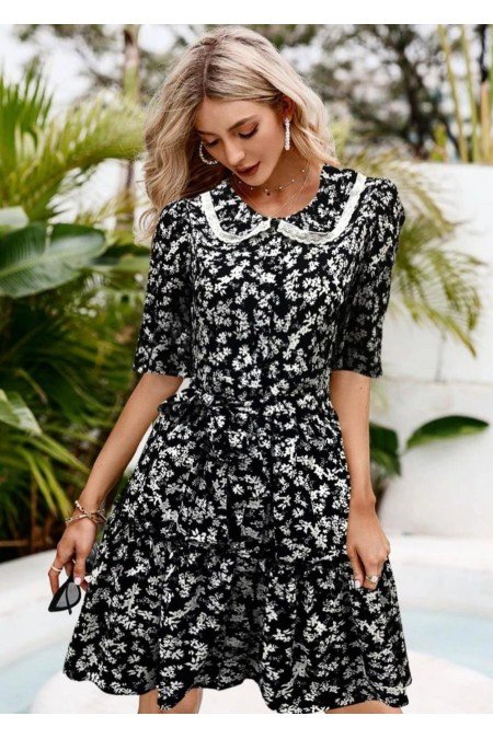 Desenli Elbise Viscon Kumaş Desenli Elbise Viscon Kumaş