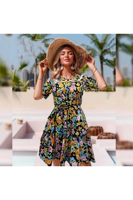 Desenli Elbise Viscon Kumaş Desenli Elbise Viscon Kumaş