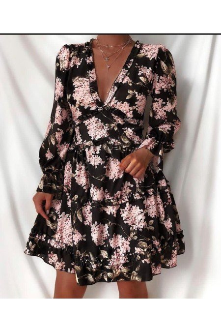 Siyah Desenli Elbise