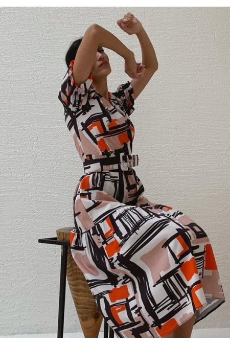 Desenli Elbise Poplin Kumaş Desenli Elbise Poplin Kumaş