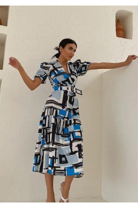 Desenli Elbise Poplin Kumaş Desenli Elbise Poplin Kumaş