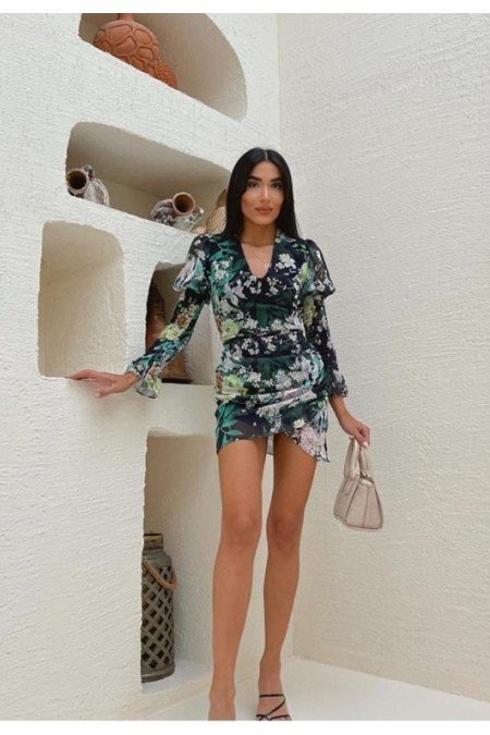 Desenli Elbise Şifon Kumaş Desenli Elbise Şifon Kumaş