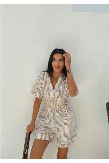 Çizgili Tulum Şort