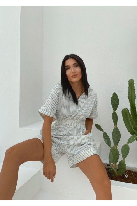 Çizgili Tulum Şort