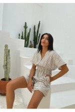 Çizgili Tulum Şort Çizgili Tulum Şort