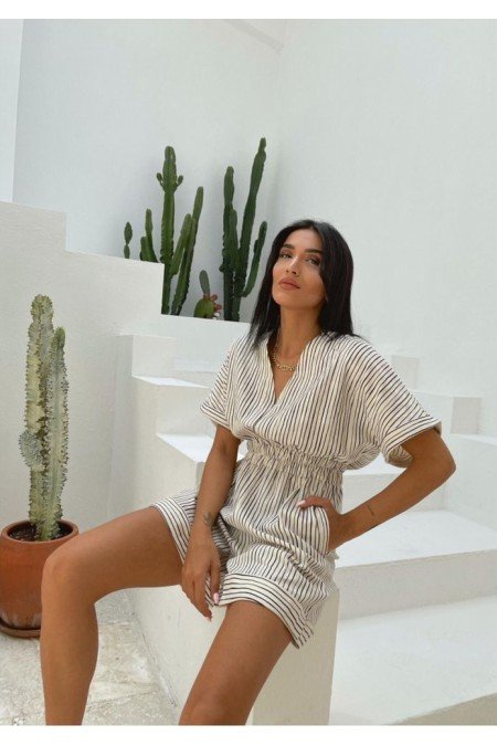 Çizgili Tulum Şort