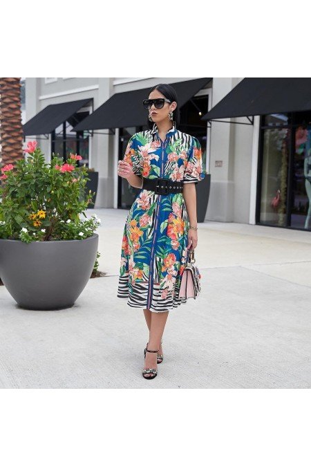 Desenli Elbise Jennyfer Krep Kumaş